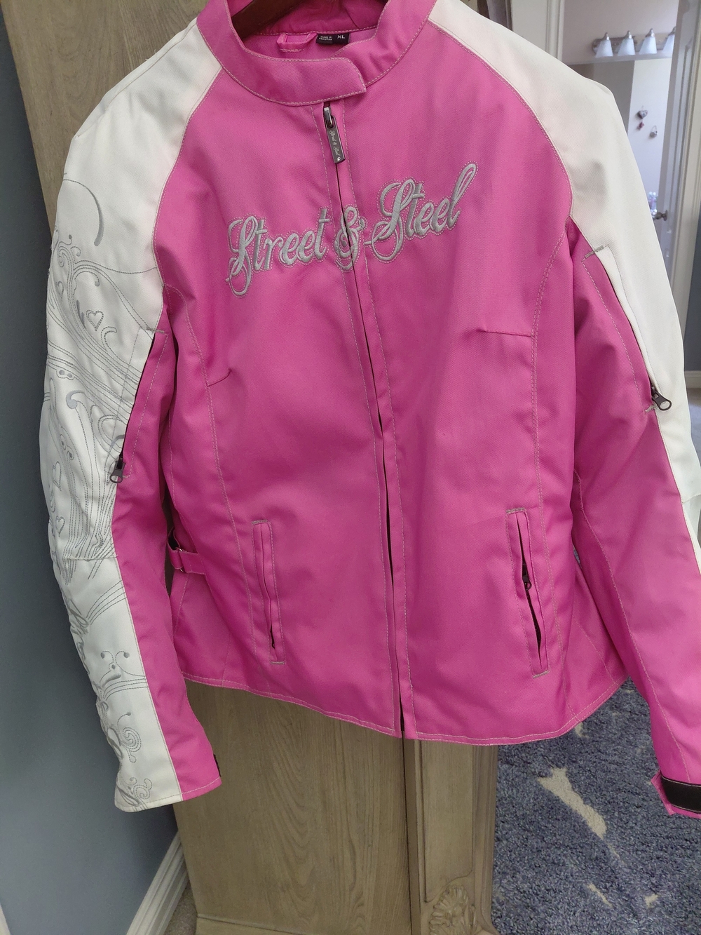 Women's Pink and White Riding Jacket XL